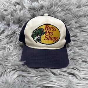 Bass Pro Shops Trucker Hat Navy White Mesh Snapback Men’s
